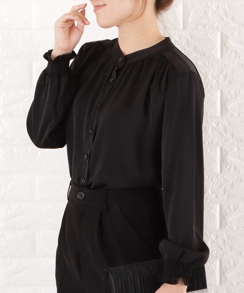 Lace Ladies(レースレディース)の「バンドカラーシフォンブラウス(シャツ/ブラウス・レディース・ブラック/ネイビー/グレイッシュベージュ/ベージュ・L/M/S/XL)」の18枚目の写真