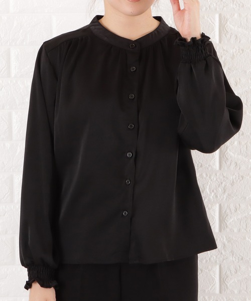 Lace Ladies(レースレディース)の「バンドカラーシフォンブラウス(シャツ/ブラウス・レディース・ブラック/ネイビー/グレイッシュベージュ/ベージュ・L/M/S/XL)」の19枚目の写真