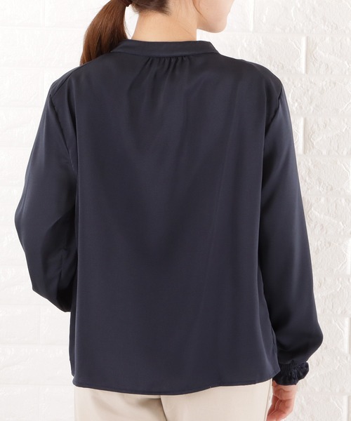 Lace Ladies(レースレディース)の「バンドカラーシフォンブラウス(シャツ/ブラウス・レディース・ブラック/ネイビー/グレイッシュベージュ/ベージュ・L/M/S/XL)」の9枚目の写真