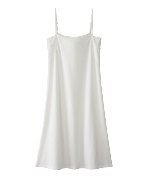 YU'NOW（ユナウ）の「綿混汗取りインナーキャミワンピース【抗菌防臭】【吸水速乾】（インナーウェア/肌着・レディース・オフホワイト/ブラック/モカ・S/M/L/XL）」の2枚目の写真