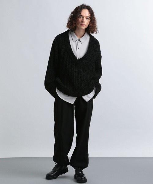 HARE（ハレ）の「モールヤーンVネックニット(HARE)（ニット/セーター・メンズ・ブラック/グレー/ブルー・FREE）」の17枚目の写真