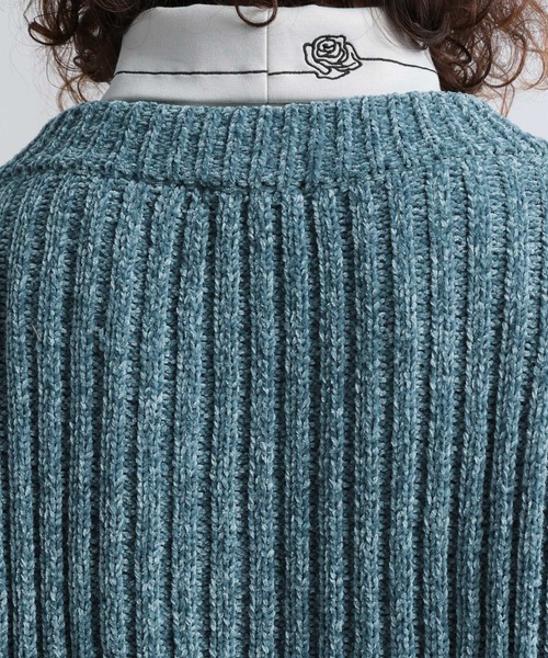 HARE（ハレ）の「モールヤーンVネックニット(HARE)（ニット/セーター・メンズ・ブラック/グレー/ブルー・FREE）」の9枚目の写真