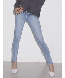 GYDA | ミドルウエスト G SQUAREレーザーデザインスキニーデニムパンツ(デニムパンツ)