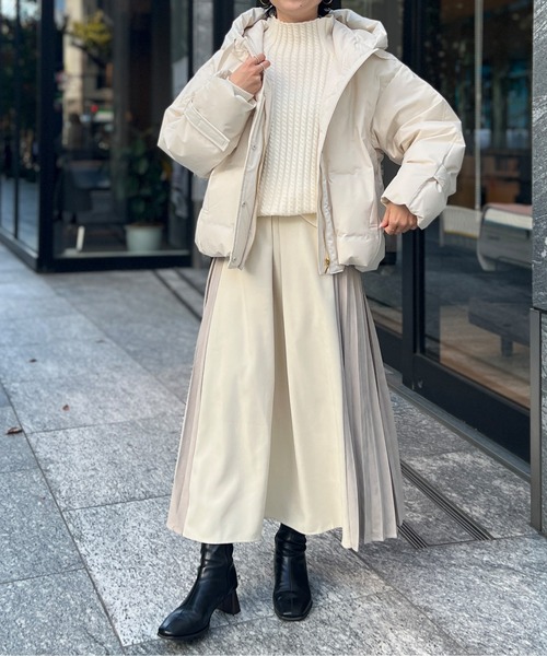 Chez toi（シェトワ）の「フロントタックサイドプリーツスカート（スカート・レディース・ブラック/アイボリー/パープル・FREE）」の5枚目の写真