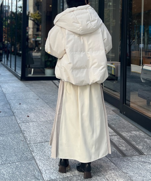 Chez toi（シェトワ）の「フロントタックサイドプリーツスカート（スカート・レディース・ブラック/アイボリー/パープル・FREE）」の6枚目の写真