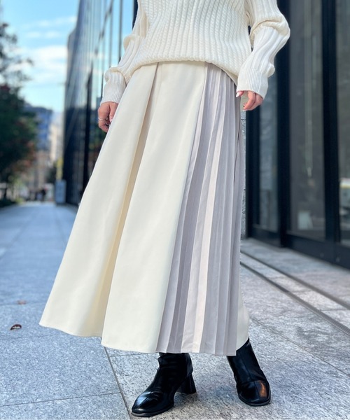 Chez toi（シェトワ）の「フロントタックサイドプリーツスカート（スカート・レディース・ブラック/アイボリー/パープル・FREE）」の9枚目の写真