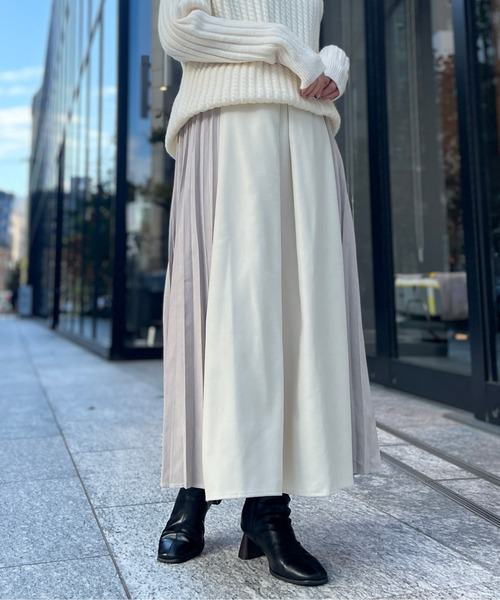 Chez toi（シェトワ）の「フロントタックサイドプリーツスカート（スカート・レディース・ブラック/アイボリー/パープル・FREE）」の8枚目の写真