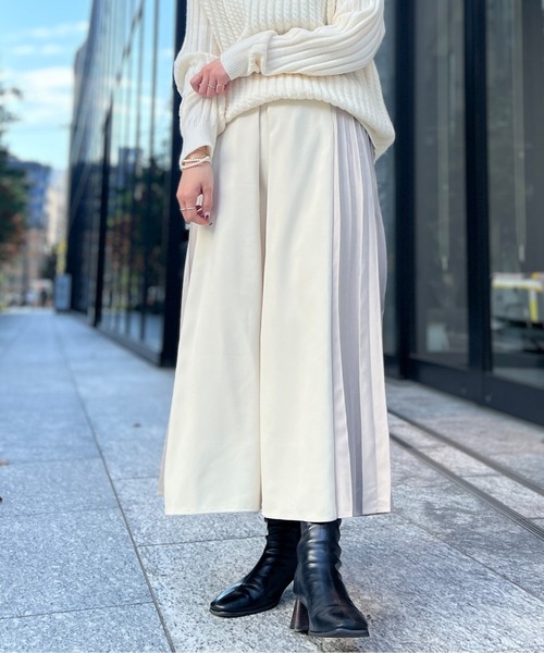 Chez toi（シェトワ）の「フロントタックサイドプリーツスカート（スカート・レディース・ブラック/アイボリー/パープル・FREE）」の15枚目の写真