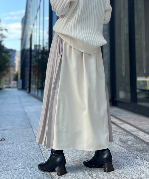 Chez toi（シェトワ）の「フロントタックサイドプリーツスカート（スカート・レディース・ブラック/アイボリー/パープル・FREE）」の16枚目の写真