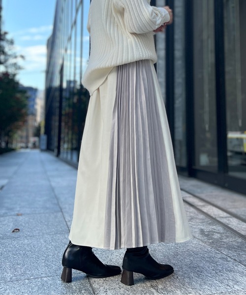 Chez toi（シェトワ）の「フロントタックサイドプリーツスカート（スカート・レディース・ブラック/アイボリー/パープル・FREE）」の17枚目の写真