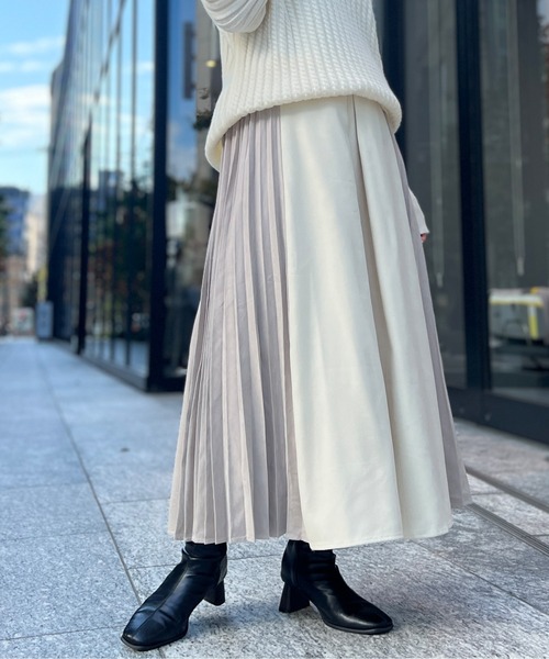 Chez toi（シェトワ）の「フロントタックサイドプリーツスカート（スカート・レディース・ブラック/アイボリー/パープル・FREE）」の18枚目の写真