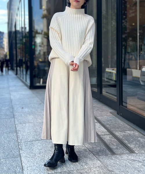 Chez toi（シェトワ）の「フロントタックサイドプリーツスカート（スカート・レディース・ブラック/アイボリー/パープル・FREE）」の12枚目の写真