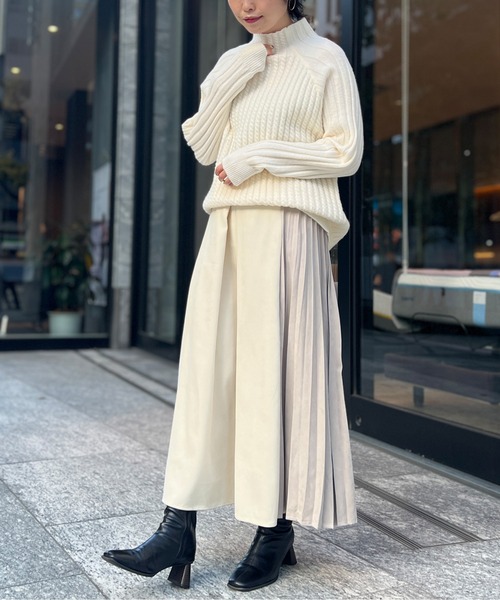 Chez toi（シェトワ）の「フロントタックサイドプリーツスカート（スカート・レディース・ブラック/アイボリー/パープル・FREE）」の14枚目の写真