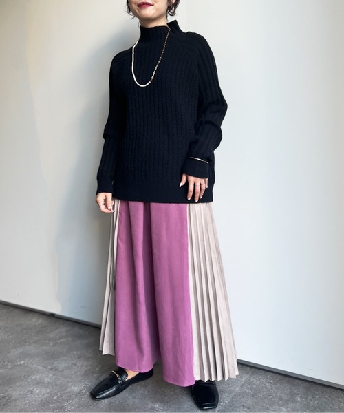 Chez toi（シェトワ）の「フロントタックサイドプリーツスカート（スカート・レディース・ブラック/アイボリー/パープル・FREE）」の19枚目の写真