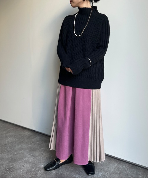 Chez toi（シェトワ）の「フロントタックサイドプリーツスカート（スカート・レディース・ブラック/アイボリー/パープル・FREE）」の20枚目の写真