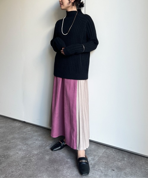 Chez toi（シェトワ）の「フロントタックサイドプリーツスカート（スカート・レディース・ブラック/アイボリー/パープル・FREE）」の21枚目の写真