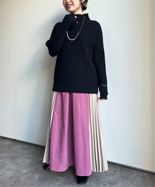 Chez toi（シェトワ）の「フロントタックサイドプリーツスカート（スカート・レディース・ブラック/アイボリー/パープル・FREE）」の22枚目の写真