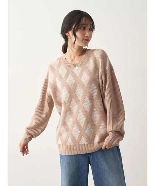 CRAFT STANDARD BOUTIQUE(クラフトスタンダードブティック)の「ジャガードMIXニット(ニット/セーター・レディース・ブラック/ベージュ・FREE)」の21枚目の写真
