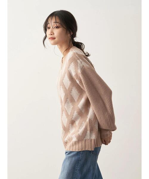 CRAFT STANDARD BOUTIQUE(クラフトスタンダードブティック)の「ジャガードMIXニット(ニット/セーター・レディース・ブラック/ベージュ・FREE)」の6枚目の写真