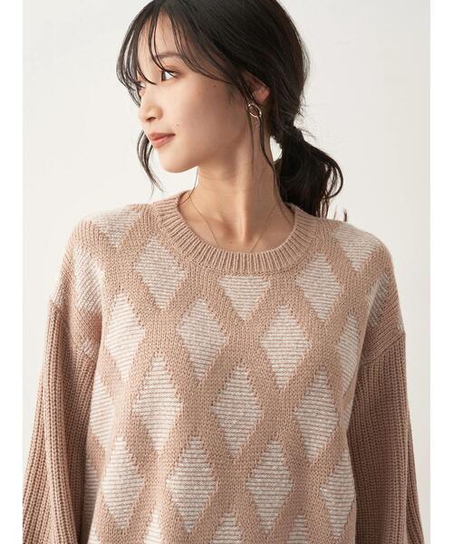 CRAFT STANDARD BOUTIQUE(クラフトスタンダードブティック)の「ジャガードMIXニット(ニット/セーター・レディース・ブラック/ベージュ・FREE)」の9枚目の写真