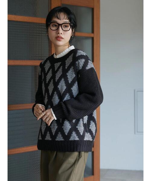 CRAFT STANDARD BOUTIQUE(クラフトスタンダードブティック)の「ジャガードMIXニット(ニット/セーター・レディース・ブラック/ベージュ・FREE)」の16枚目の写真