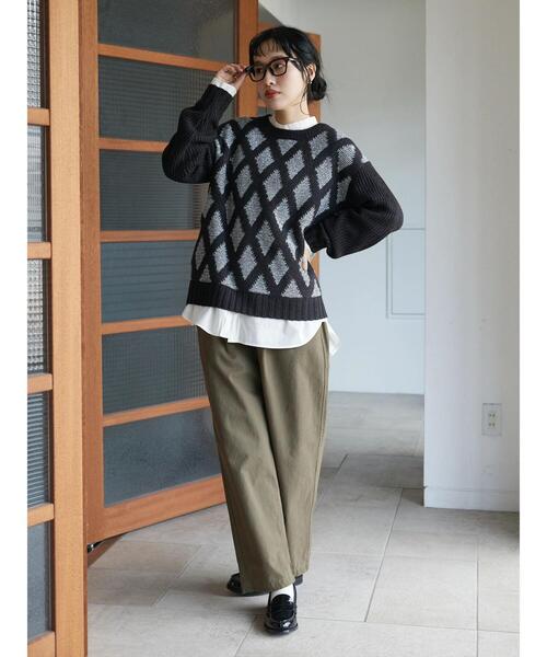 CRAFT STANDARD BOUTIQUE(クラフトスタンダードブティック)の「ジャガードMIXニット(ニット/セーター・レディース・ブラック/ベージュ・FREE)」の10枚目の写真