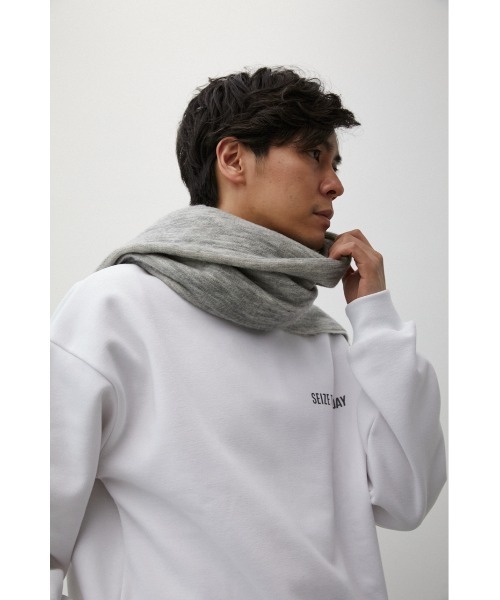 AZUL by moussy(アズールバイマウジー)の「DOUBLE FACE KNIT MUFFLER/ダブルフェイスニットマフラー(マフラー・メンズ・ホワイト系その他/ブラック系その他/グリーン系その他・FREE)」の2枚目の写真