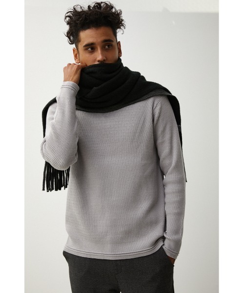 AZUL by moussy(アズールバイマウジー)の「DOUBLE FACE KNIT MUFFLER/ダブルフェイスニットマフラー(マフラー・メンズ・ホワイト系その他/ブラック系その他/グリーン系その他・FREE)」の16枚目の写真