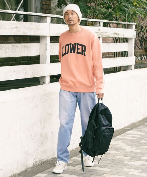 BAYFLOW(ベイフロー)の「スノーウォッシュプリントスウェット(スウェット・メンズ・オフホワイト/ベージュ/ネイビー/イエロー/オレンジ・MEDIUM/LARGE)」の6枚目の写真