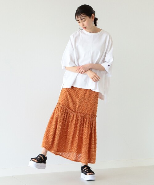 Ray BEAMS(レイビームス)の「Champion × Ray BEAMS / 別注 ショート スリーブ Tシャツ(Tシャツ/カットソー・レディース・ブラック/ホワイト/ベージュ系/ラベンダー・FREE)」の12枚目の写真