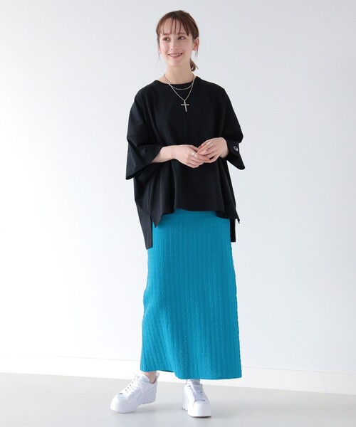 Ray BEAMS(レイビームス)の「Champion × Ray BEAMS / 別注 ショート スリーブ Tシャツ(Tシャツ/カットソー・レディース・ブラック/ホワイト/ベージュ系/ラベンダー・FREE)」の9枚目の写真