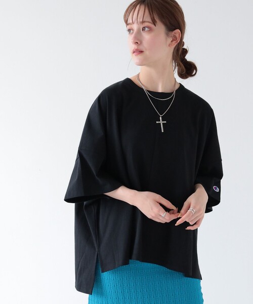 Ray BEAMS(レイビームス)の「Champion × Ray BEAMS / 別注 ショート スリーブ Tシャツ(Tシャツ/カットソー・レディース・ブラック/ホワイト/ベージュ系/ラベンダー・FREE)」の17枚目の写真