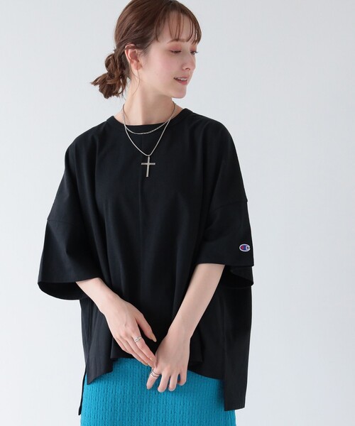 Ray BEAMS(レイビームス)の「Champion × Ray BEAMS / 別注 ショート スリーブ Tシャツ(Tシャツ/カットソー・レディース・ブラック/ホワイト/ベージュ系/ラベンダー・FREE)」の21枚目の写真