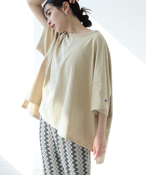 Ray BEAMS(レイビームス)の「Champion × Ray BEAMS / 別注 ショート スリーブ Tシャツ(Tシャツ/カットソー・レディース・ブラック/ホワイト/ベージュ系/ラベンダー・FREE)」の7枚目の写真