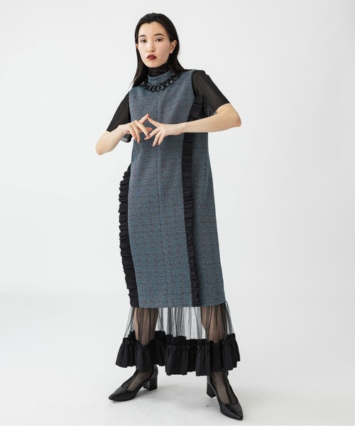 UNITED TOKYO（ユナイテッドトウキョウ）の「プレリュードフリルワンピース（ドレス・レディース・インディゴブルー/ブラウン・FREE）」の2枚目の写真