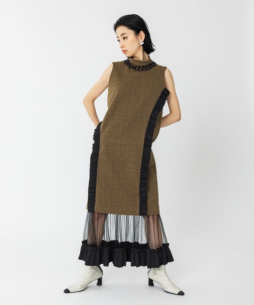 UNITED TOKYO（ユナイテッドトウキョウ）の「プレリュードフリルワンピース（ドレス・レディース・インディゴブルー/ブラウン・FREE）」の4枚目の写真