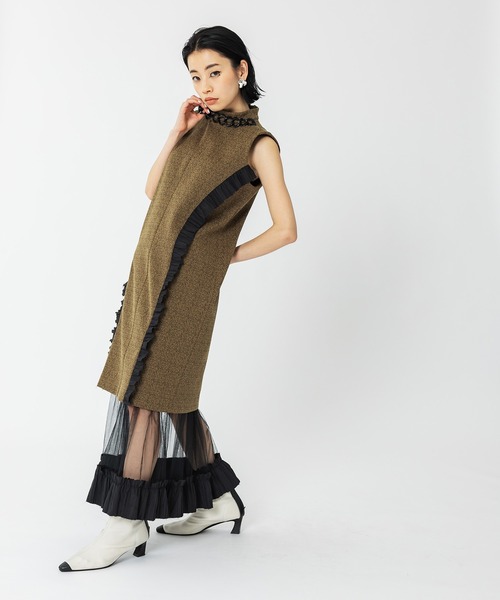 UNITED TOKYO（ユナイテッドトウキョウ）の「プレリュードフリルワンピース（ドレス・レディース・インディゴブルー/ブラウン・FREE）」の6枚目の写真