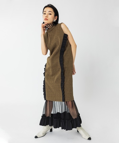 UNITED TOKYO（ユナイテッドトウキョウ）の「プレリュードフリルワンピース（ドレス・レディース・インディゴブルー/ブラウン・FREE）」の5枚目の写真