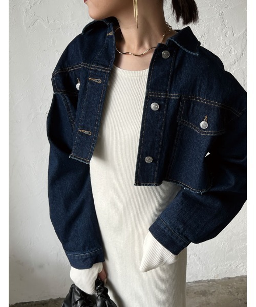 [2023S/SCOLLECTION]リサイクルコットンダメージショートデニムジャケット