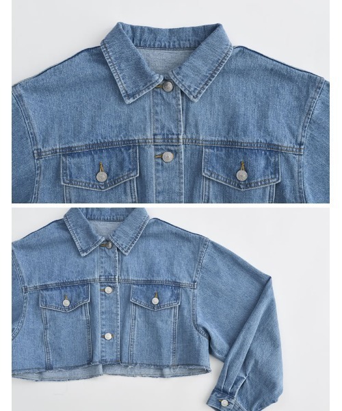 Re:EDIT（リエディ）の「リサイクルコットンダメージショートデニムジャケット（デニムジャケット・レディース・ネイビー/ブルー・LARGE/MEDIUM）」の10枚目の写真
