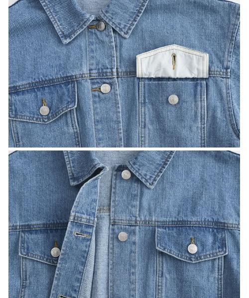 Re:EDIT（リエディ）の「リサイクルコットンダメージショートデニムジャケット（デニムジャケット・レディース・ネイビー/ブルー・LARGE/MEDIUM）」の11枚目の写真