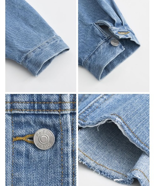 Re:EDIT（リエディ）の「リサイクルコットンダメージショートデニムジャケット（デニムジャケット・レディース・ネイビー/ブルー・LARGE/MEDIUM）」の12枚目の写真