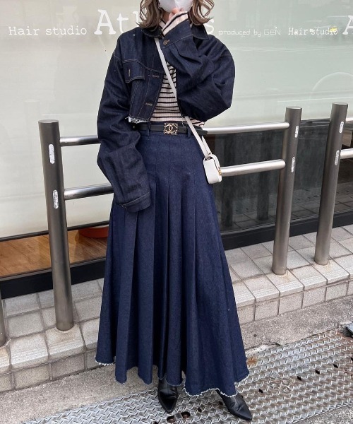 Re:EDIT（リエディ）の「リサイクルコットンダメージショートデニムジャケット（デニムジャケット・レディース・ネイビー/ブルー・LARGE/MEDIUM）」の16枚目の写真