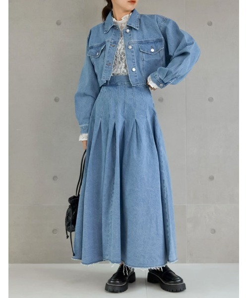 Re:EDIT（リエディ）の「リサイクルコットンダメージショートデニムジャケット（デニムジャケット・レディース・ネイビー/ブルー・LARGE/MEDIUM）」の17枚目の写真