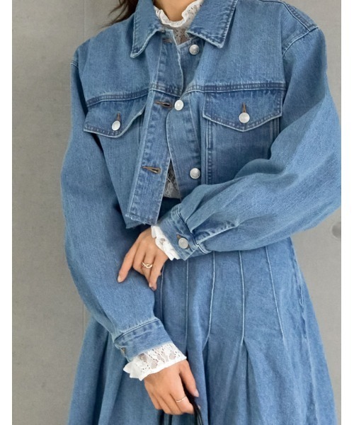 Re:EDIT（リエディ）の「リサイクルコットンダメージショートデニムジャケット（デニムジャケット・レディース・ネイビー/ブルー・LARGE/MEDIUM）」の18枚目の写真