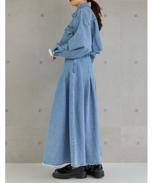 Re:EDIT（リエディ）の「リサイクルコットンダメージショートデニムジャケット（デニムジャケット・レディース・ネイビー/ブルー・LARGE/MEDIUM）」の19枚目の写真