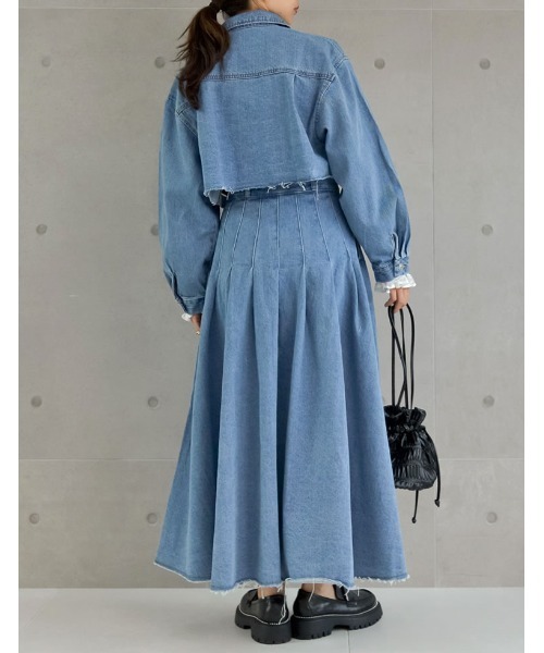 Re:EDIT（リエディ）の「リサイクルコットンダメージショートデニムジャケット（デニムジャケット・レディース・ネイビー/ブルー・LARGE/MEDIUM）」の21枚目の写真