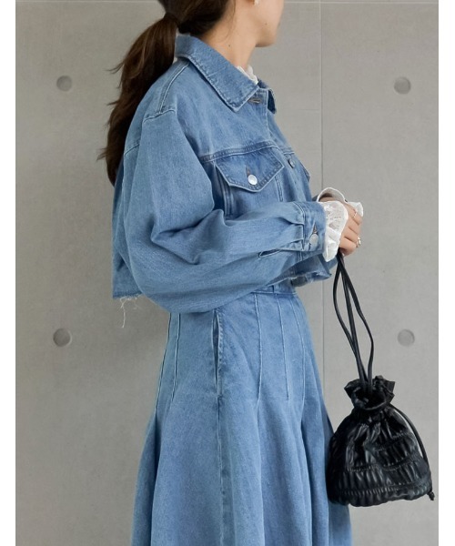 Re:EDIT（リエディ）の「リサイクルコットンダメージショートデニムジャケット（デニムジャケット・レディース・ネイビー/ブルー・LARGE/MEDIUM）」の22枚目の写真