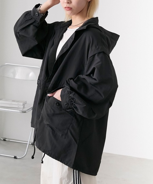 ハーフベストL+マウンテンパーカーL2点セット forksy.】2wayナイロンボリュームスリーブマウンテンパーカー/ベスト