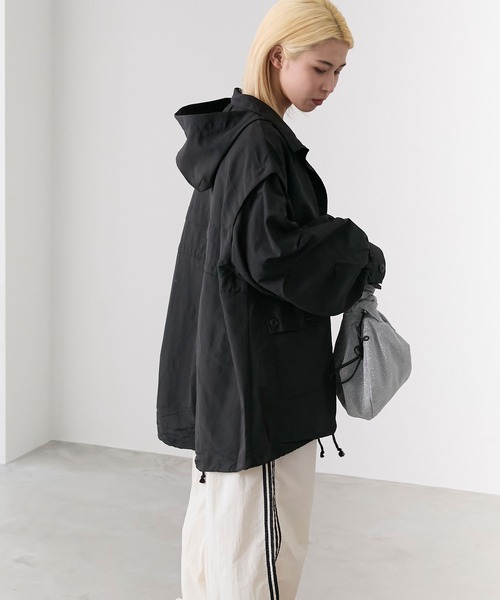 koe 袖ボリュームマウンテンパーカー F ネイビー